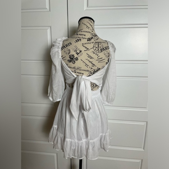 LUCY IN THE SKY Womens style NEIA RUFFLE white flowy dress small - Picture 5 of 8
